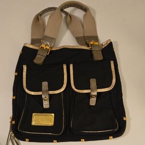 Marc By Marc Jacobs Black and Gold Military Tote Bag Shoulder Hand Bag